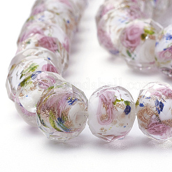 Handmade Gold Sand Lampwork Beads Strands&nbsp;LAMP-R141-8mm-12