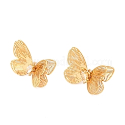 Brass Micro Pave Clear Cubic Zirconia Stud Earrings&nbsp;EJEW-F391-04G