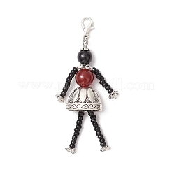 4Pcs Glass & Alloy & Gemstone Human Pendant Decoration&nbsp;HJEW-TA00361