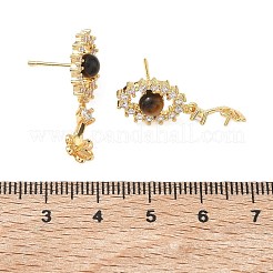 Brass Pave Cubic Zirconia Stud Earring Findings&nbsp;KK-C172-13G