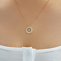 Elegant Wheel Shaped Brass Micro Pave Clear Cubic Zirconia Pendant Necklaces for Women&nbsp;LS-GZ1520-1