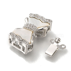 Brass Micro Pave Clear Cubic Zirconia Box Clasps with Acrylic&nbsp;KK-H480-06P