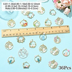 36Pcs 18 Styles Alloy Enamel Pendants&nbsp;ENAM-YW0005-12
