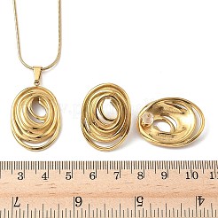 304 Stainless Steel Oval Pendant Necklaces & Stud Earrings Sets for Women&nbsp;SJEW-B020-01G