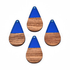 Transparent Resin & Walnut Wood Pendants&nbsp;RESI-N025-030-C03