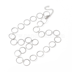 304 Stainless Steel 14MM Ring Link Chain Necklaces&nbsp;NJEW-P343-01D-P