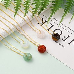Rondelle Natural & Synthetic Gemstone Pendant Necklaces&nbsp;NJEW-JN03237