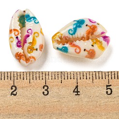 Printed Natural Shell Beads&nbsp;BSHE-G037-01B