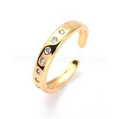 Brass Micro Pave Clear Cubic Zirconia Cuff Rings&nbsp;RJEW-O046-07G