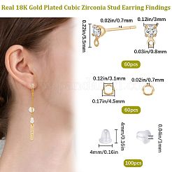 60Pcs Brass Stud Earring Findings&nbsp;KK-CN0002-06