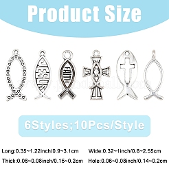 60Pcs 6 Styles Ocean Tibetan Style Alloy Pendants&nbsp;FIND-YW0012-44