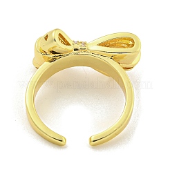 Bowknot Brass Micro Pave Clear Cubic Zirconia Cuff Rings&nbsp;RJEW-L113-003G