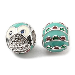 Rack Plating Brass Micro Pave Cubic Zirconia European Beads&nbsp;KK-M247-15P