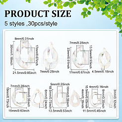 150Pcs 5 Style Transparent Acrylic Linking Rings&nbsp;OACR-DC0001-01