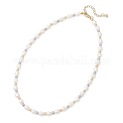 Natural Cultured Freshwater Pearl Rice Beaded Necklaces&nbsp;NJEW-JN05703