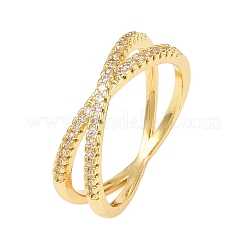 Brass Micro Pave Cubic Zirconia Finger Rings&nbsp;RJEW-D340-01G-05