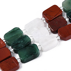 Natural Fuchsite & Red Jasper & Rainbow Moonstone Beads Strands&nbsp;G-T144-14A-01