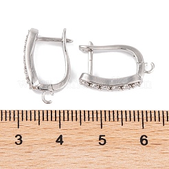 Rack Plating Brass Cubic Zirconia Hoop Earring Findings&nbsp;KK-S374-04P-04