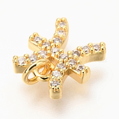 Brass Micro Pave Clear Cubic Zirconia Charms&nbsp;ZIRC-O036-30G-B