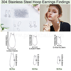 150Pcs 3 Size 304 Stainless Steel Hoop Earrings Findings&nbsp;STAS-CN0001-46