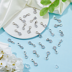48Pcs 6 Styles Alloy Pave Clear Cubic Zirconia European Dangle Charms&nbsp;PALLOY-FI00002
