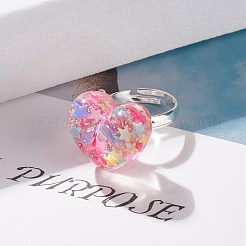 3D Resin Heart with Star Adjustable Ring&nbsp;RJEW-JR00457