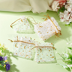 30Pcs Gold Stamping Moon Star Organza Drawstring Gift Bags&nbsp;ABAG-TA0002-21A