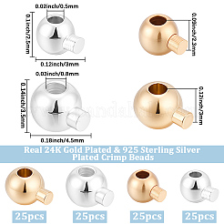 100Pcs 4 Styles Brass Crimp Beads&nbsp;KK-BBC0027-74