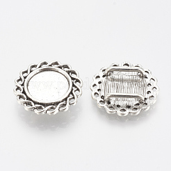 Tibetan Style Alloy Slide Charms Cabochon Settings&nbsp;TIBE-Q086-050AS-LF