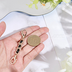 1Pc Black PU Leather Alloy Crub Chain Purse Strap Extenders for Purse Making&nbsp;PURS-CL0001-10B