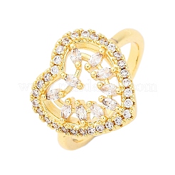 Brass Micro Pave Clear Cubic Zirconia Cuff Rings for Women&nbsp;RJEW-U047-17G
