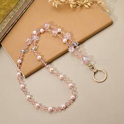 Glass & Acrylic Beads Card Holders Neck Strap Chain&nbsp;HJEW-SZ00077