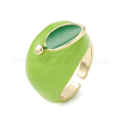 Brass Enamel Cuff Rings for Women&nbsp;RJEW-B138-01G-01