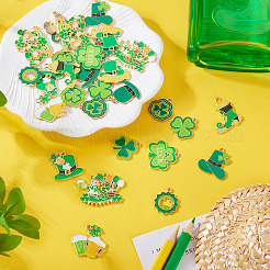 30Pcs 15 Styles Saint Patrick's Day Alloy Enamel Pendants&nbsp;ENAM-TA0001-96