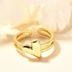 Rack Plating Brass Cuff Finger Rings for Women&nbsp;RJEW-C117-03G