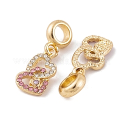 Rack Plating Alloy Crystal & Light Rose Rhinestone European Dangle Charms&nbsp;FIND-C055-18G