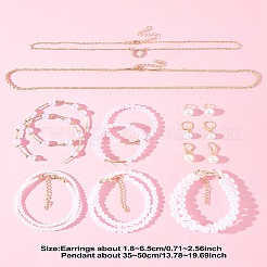 Plastic Imitation Pearl & Shell Pearl Earrings&nbsp;SJEW-FS0001-02