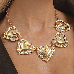 Alloy Textured Heart Bib Necklaces for Women&nbsp;WGBCDDA-01