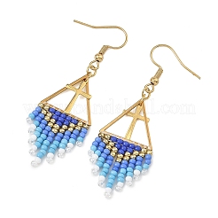 Glass Beads Braided Dangle Earrings&nbsp;EJEW-MZ00786-01