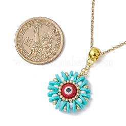 Glass Seed Beads & Polymer Clay & Evil Eye Lampwork Pendant Necklaces&nbsp;NJEW-MZ00101-02
