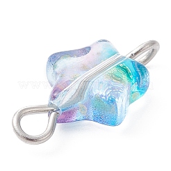 Spray Painted Glass Connector Charms&nbsp;PALLOY-JF02338-01