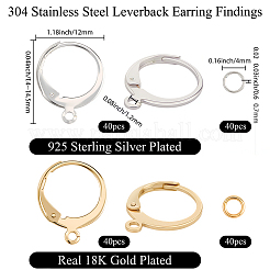 80Pcs 2 Colors 304 Stainless Steel Leverback Earring Findings&nbsp;STAS-SC0010-55