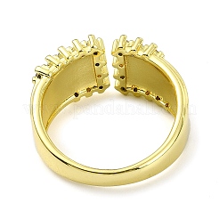 Brass with Cubic Zirconia Open Cuff Ring&nbsp;RJEW-B051-25G