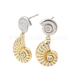 Brass Micro Pave Cubic Zirconia Stud Dangle Earrings&nbsp;EJEW-G471-11GP-02
