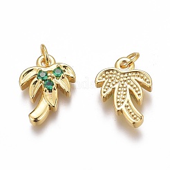 Brass Micro Pave Green Cubic Zirconia Charms&nbsp;ZIRC-O035-14G