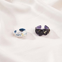 Glitter Enamel Twist Wave Open Cuff Ring&nbsp;JR919A