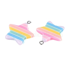 Rainbow Star Resin Pendants&nbsp;CRES-O003-01