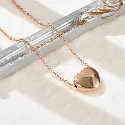 304 Stainless Steel Heart Pendant Cable Chain Necklaces for Women&nbsp;NJEW-Z055-03RG