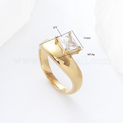 304 Stainless Steel Glass Finger Rings&nbsp;MD8256-1