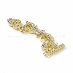 Rack Plating Brass Micro Pave Clear Cubic Zirconia Connector Charms&nbsp;ZIRC-F130-13G
